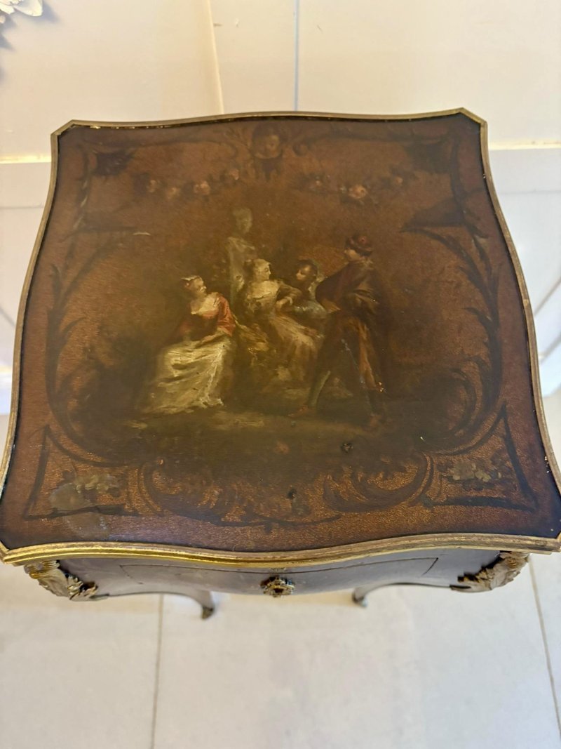 2802  Antique Victorian Quality French Lacquer Ormolu Mounted Jewellery Cabinet/Lamp Table - Image 12